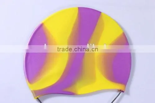 Eco-friendly Rainbow silicone swimming caps for long hairs