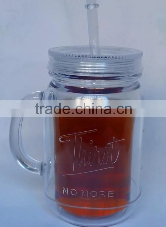 Bottle cup with straw with handle