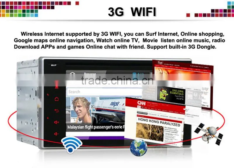 Android system 6.2'' capacitive screen 2 din multimedia with gps