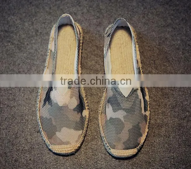 Men Canvas mesh Slip-On Espadrille Casual Shoes With Jute Sole
