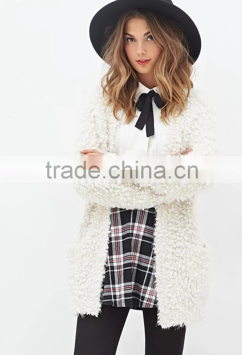 Fuzzy popcorn knit cardigan
