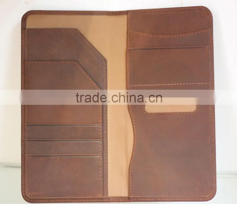 direct factory sale leather cheque holder/leather passport holder/leather cheque holder with custom logo
