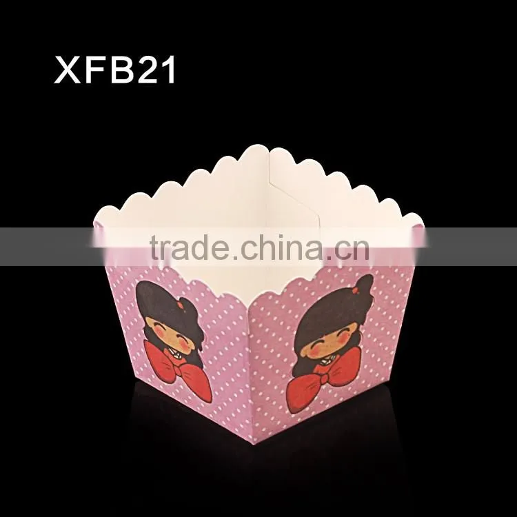 XFB21 BAKEST new high temperature resistance square shape cake paper cup with girl pattern hot sale baking tools
