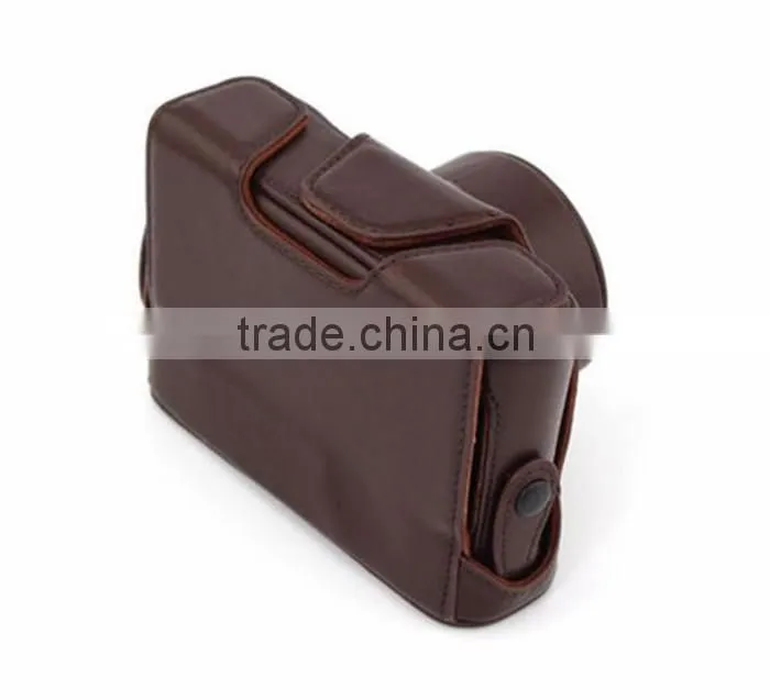 Factory high quality brown stylish PU leather Camera Bag in Dongguan