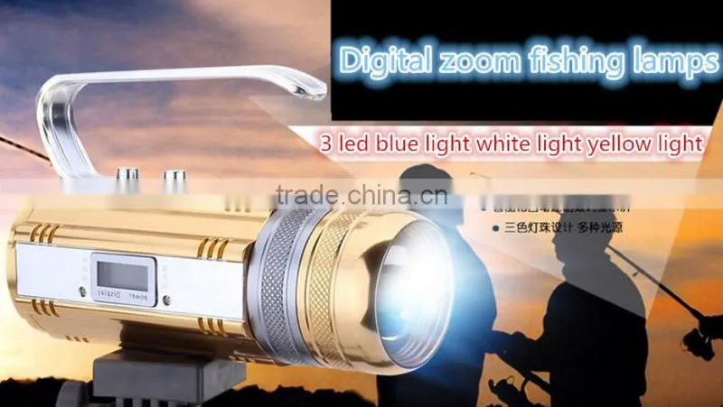 a-ok 3W white LED+3W blue LED +3 LED aluminium fishing light with support and charger
