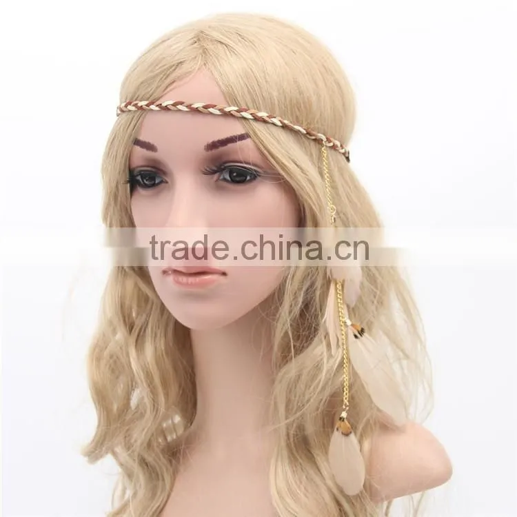 indian feather elastic hand fashion head band