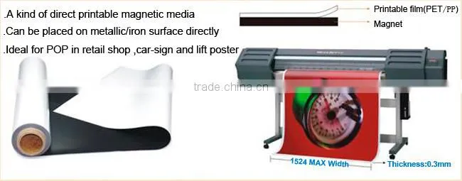 54"(1.37m*30m) Printing Media UV PET Magnetic Roll Film