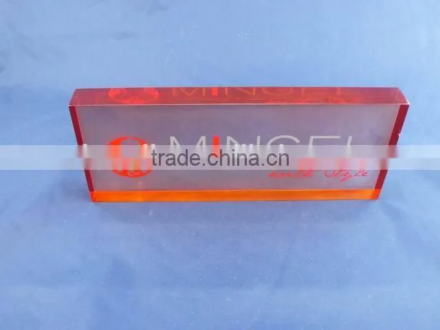 custom colored acrylic block with logo