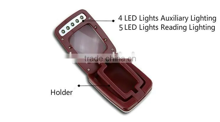 Click Me! 3X Times 9 LED lightsFolding handheld magnifier with acrylic lens