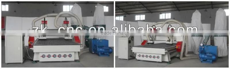 Wood Carving Machine With 2 GC Air Cooling Spindles/Dust Collector/DSP/Vacuum Table ZK-1325-2