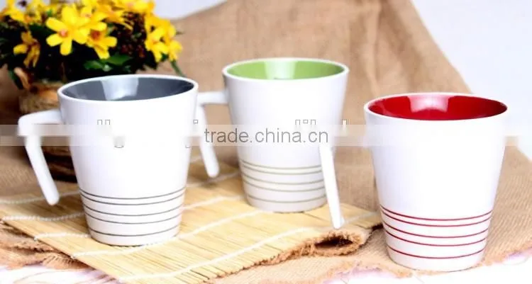 High quality stoneware tea mug with unique handle from china