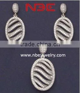 Italy design silver jewelry set, micro pave setting, AAA grade cz, high quality rhodium plated,silver ring, earings, and pendant