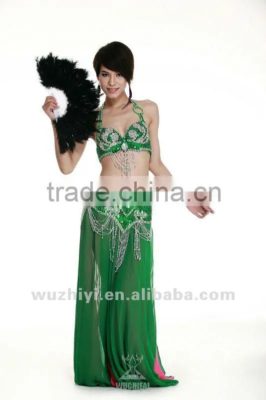 Belly Dance Accessories, Black Belly Dance Turkey Feather Fan for Belly Dancer DJ1029