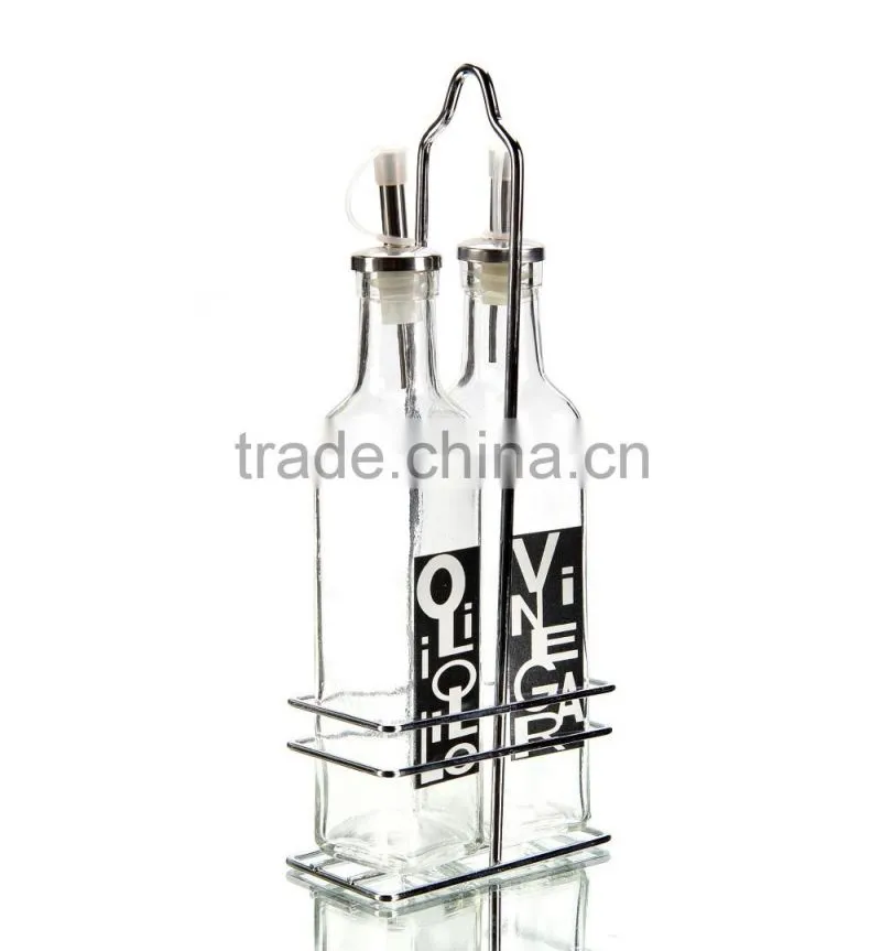 Set of 2 Customized Logo Glass Oil and Vinegar Bottle