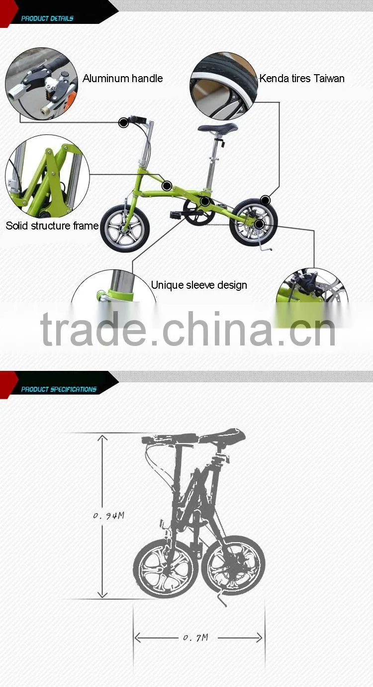 Lightweight 14-Inch Variable Speed Folding Bike Portable Folding Bicycle Mini Folding Bicycle City Bike White Black Orange Green