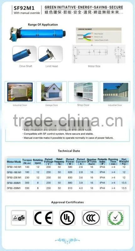 Tubular motor/92mm tubualr motor for roller shutter/CE 92mm tubular motor/tubular motor 92mm manual