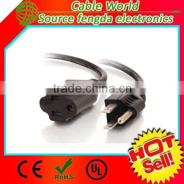 US AC power cord NEMA 5-15P to IEC C13 power cable 125V 10A