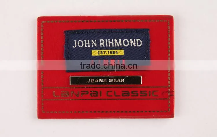 Man's jeans pu leather labels ,leather labels made in China