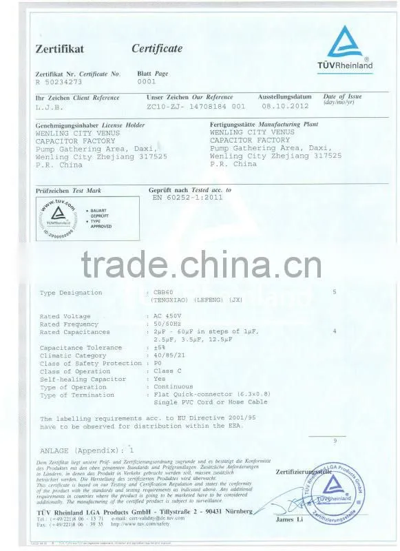 white plastic & aluminum shell LEFENG brand cbb60 cbb65 cbb61 cd60 series capacitor 5-120uf 250-500vac