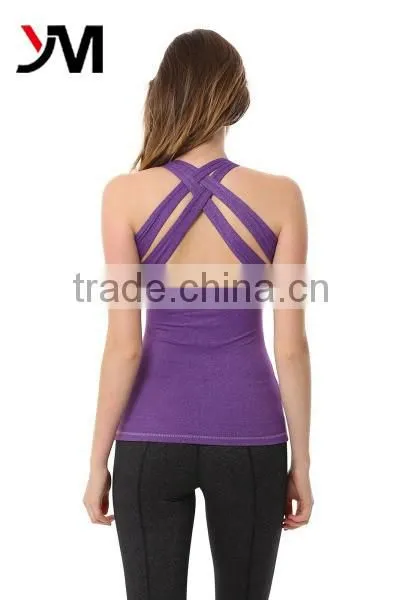 New Design Stylish Double Layer Strap Fitness Yoga Tank Tops For Women