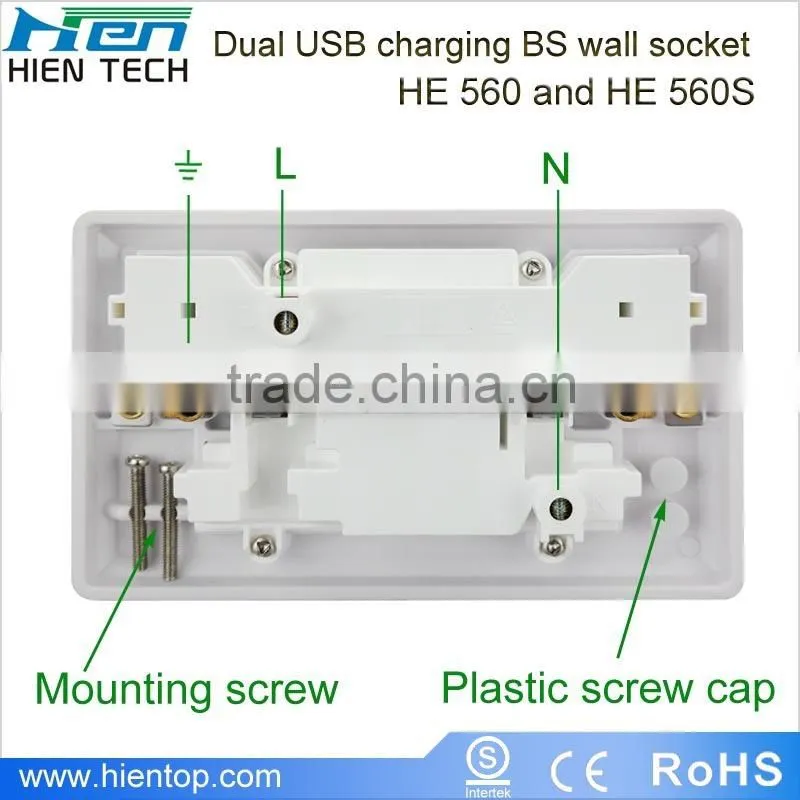 BS 13A universal socket outlet 2 gang UK standard electric socket with USB