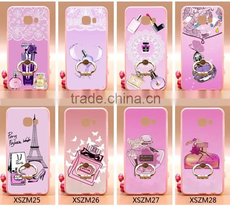 Newest Fashion Ring Holder For Samsung C5 Phone Case Uv Prefume Printing TPU+PC 2 In 1 Hybrid