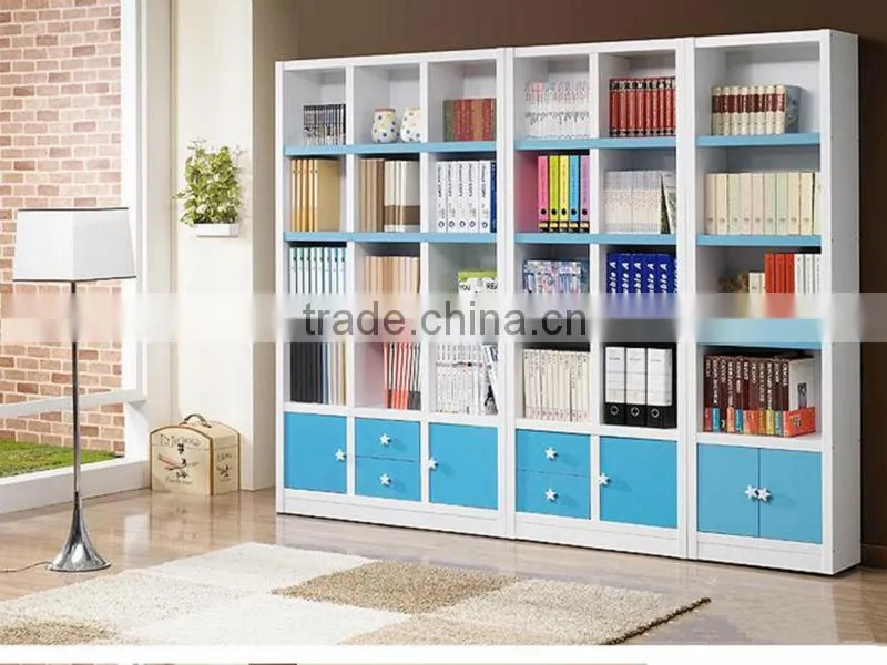 White modular modern wooden bookcases