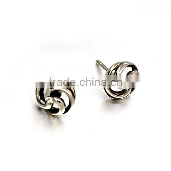 Fashion Women Stainless Steel Silver Charm Jewelry Crystal Elegant Cruved Earrings