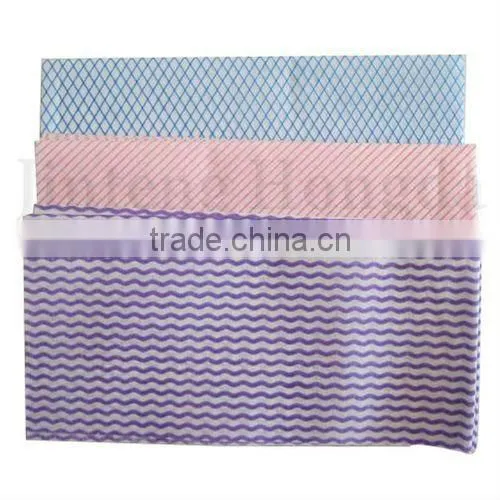 spunlace nonwoven fabric with wavy line printed ,nonwoven cleaning cloth