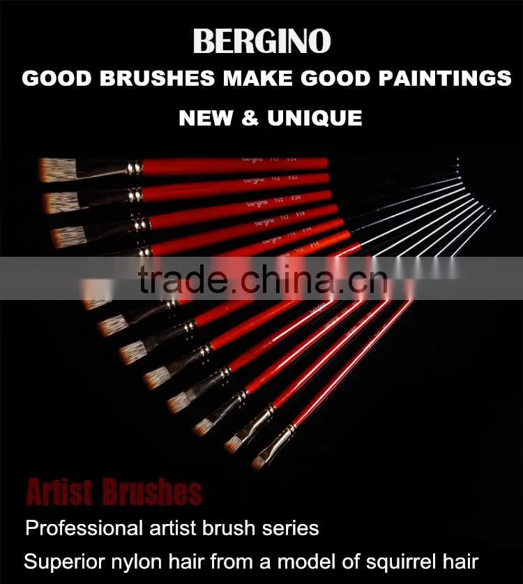 BGN-712 Bergino High Quality Watercolor Painting Brush Wholesale Flat shape