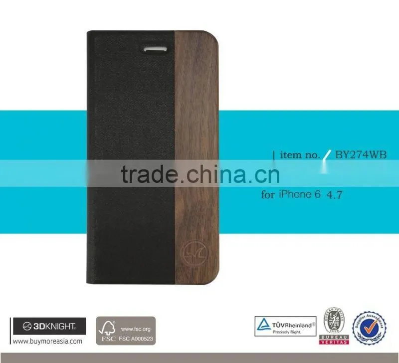 Factory Wood Case For iphone 6s ,Pu Flip Cover Case For iphone 6s