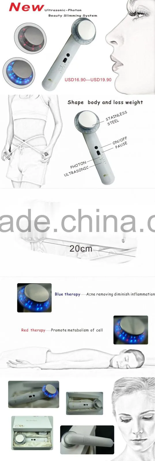 880KHz - 1 MHz Portable ultrasound beauty device