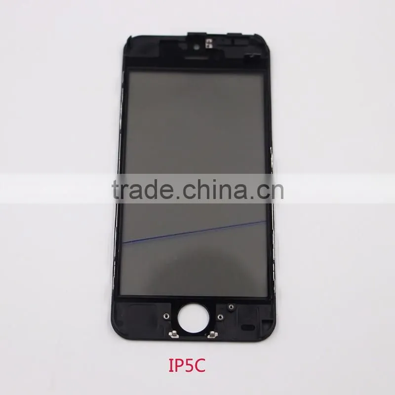Front cover Glass with cold press cold glue frame with OCA with original polarizer for iphone5 5s 5c