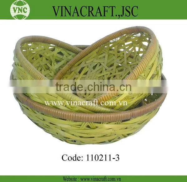 wholesale natural bamboo baskets with handle