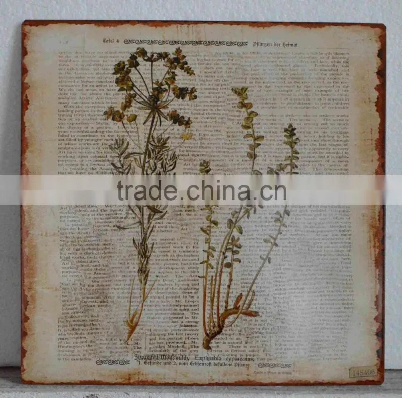 2016 new style timeworn printing metal sign with wooden frame, antique metal plaque