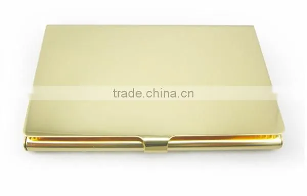 Gold plated stainless steel mirror name card box for gift, platinum business card holder