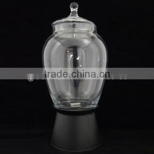 multi function glass juice water dispenser with metal storage bucket