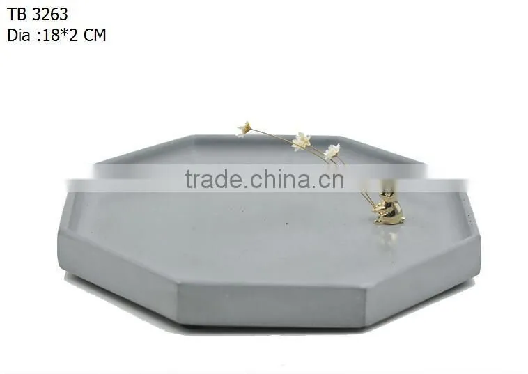 industrial decor Hexagonal tray cement dry flower fruit dish