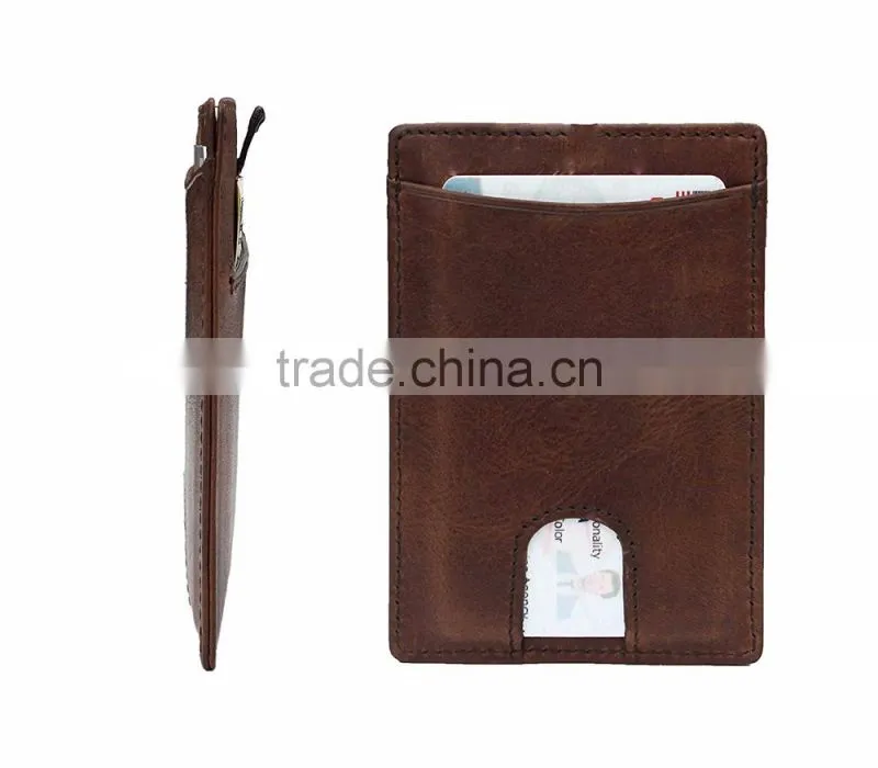 TIANHOOO Slim Card Sleeve Top Quality Italian Leather Ultra Thin Card Holder Minimalist Front Pocket Wallet for Men