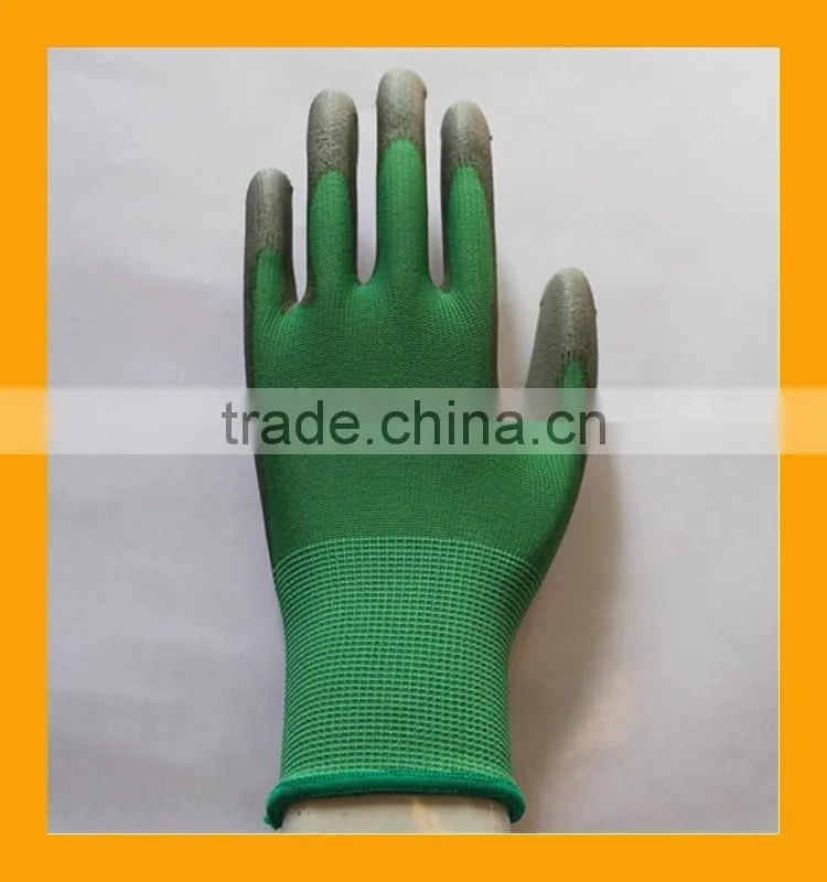 Customized Grey PU Coated Working Safety Polyester Gloves