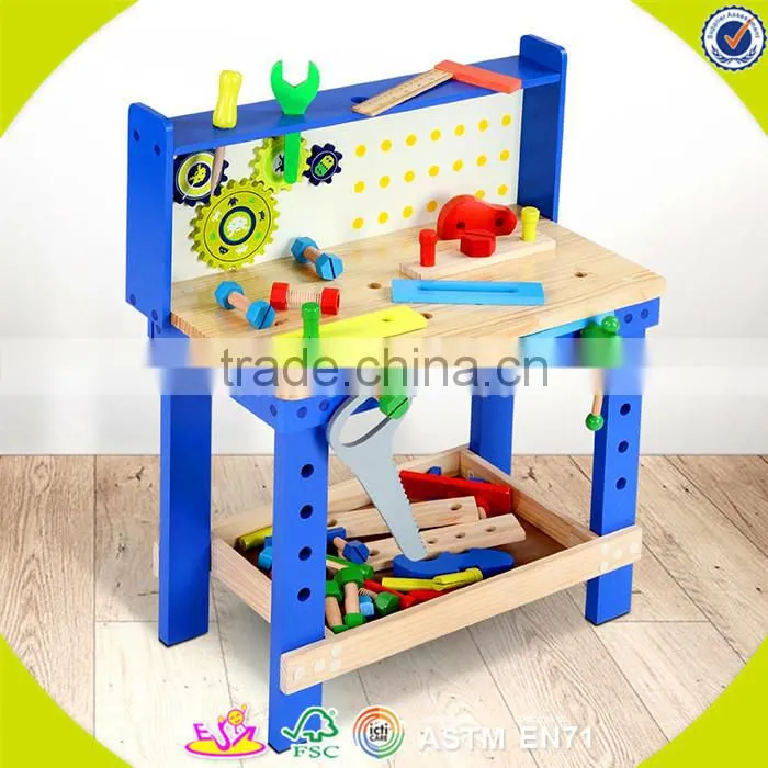 wholesale DIY pretend children wooden workbench toy interesting baby wooden workbench toy W03D028