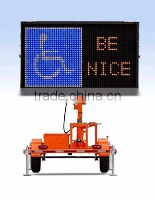 Solar Led Color Message Signs For Traffic Management, Outdoor VMS Trailer For Traffic Signal