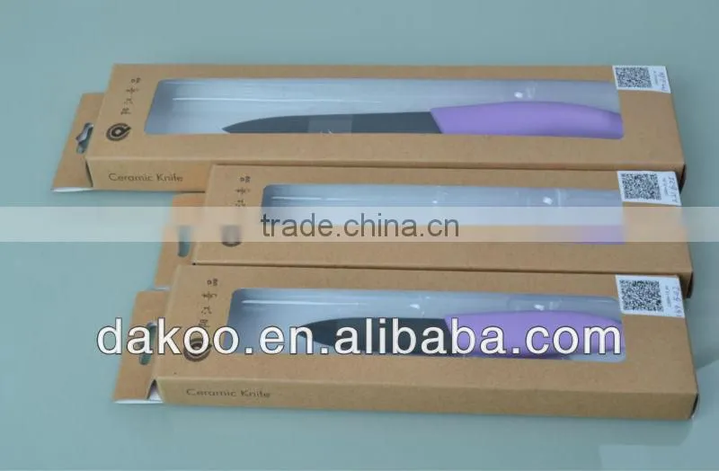 3 Pieces Purple PP+TPR Handle Zirconia Ceramic Knife With PVC Box