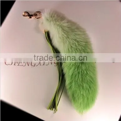 CX-R-50 Pink Keychain 2016 Fashion Genuine Fox Fur Pendant For Bag Cute Key Ring