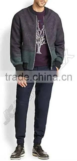 Ombre Bomber Jacket,fashion subtle ombre effect updates jacket ,ribbed trim warmth jacket