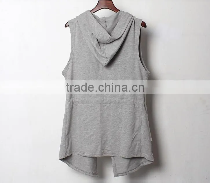 2016 fashion custom full face zip long knee length hoodie