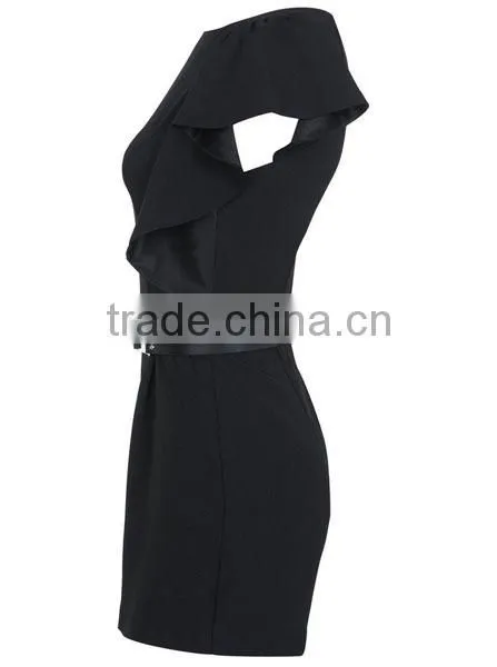 Black Frill Design Shorts Women Jumpsuit For Casual Wear