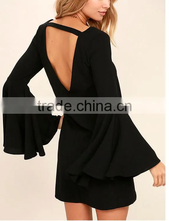 New Lastest Design Ladies Dress long sleeve vintage v neck sleeve autumn dress Casual Dress