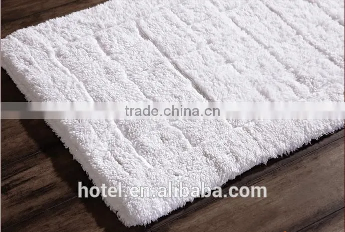 hotel plush bath rug with logo embroideried
