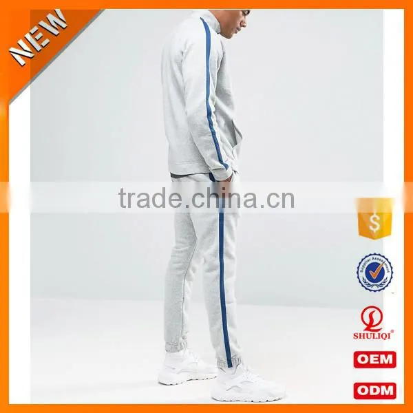 High Quality sportswear men all cotton tracksuit wholesale / grey and black men tracksuit custom with hot market H-2151